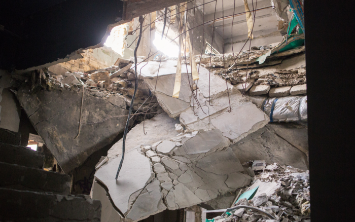 Zerstörtes Gebäude im Gazastreifen