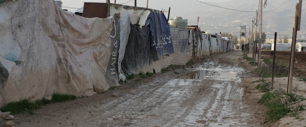 Zeltsiedlung im Libanon, in der syrische Flüchtlinge leben